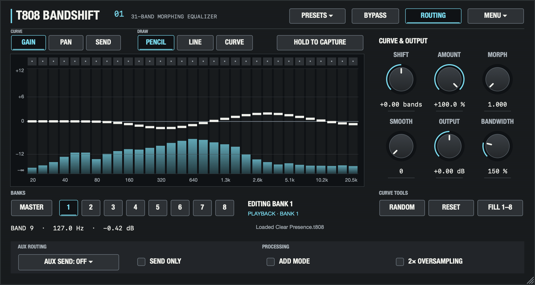 T808 BANDSHIFT plugin interface